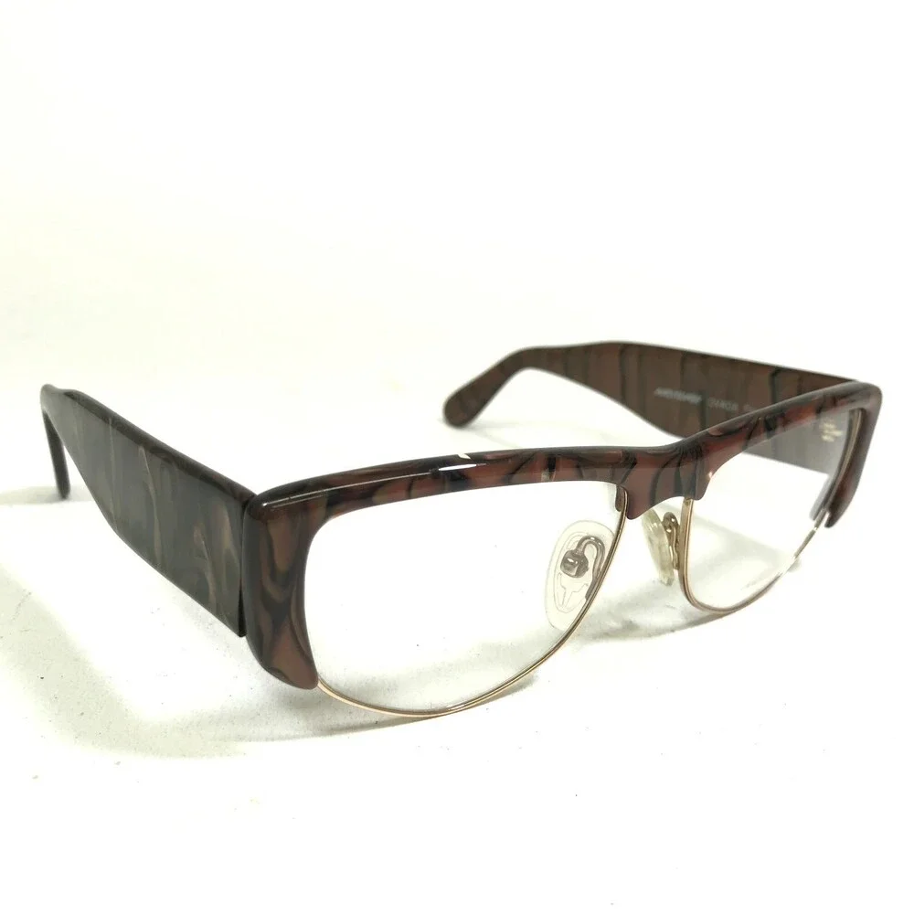 Vintage Meitzner Eyeglasses Frames OVADA COL.966 Brown Gold Oversized 55-16-140